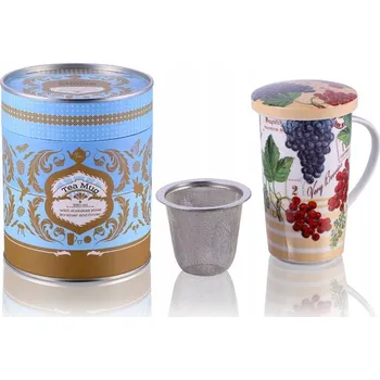 Porcelánový hrnek na čaj sítko na louhování čaje Jeřabina + dárek krabička