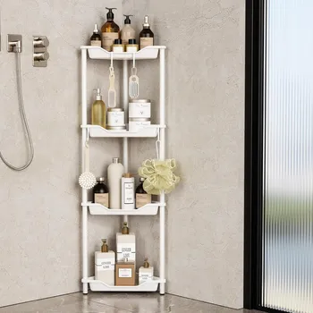 Sada koupelnových doplňků SPRCHOVÁ POLICE STOJACÍ VOLNĚ STOJÍCÍ ROHOVÁ STOJAN DO KOUPELNY BÍLÁ