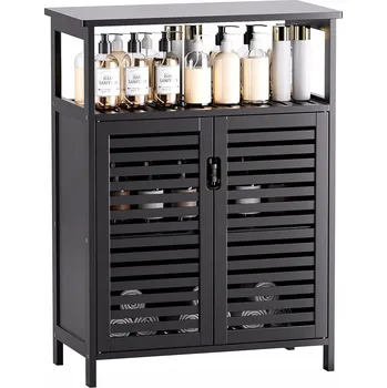 Šatní skříň KOUPELNOVÁ SKŘÍŇKA REGÁL BAMBUSOVÝ ORGANIZÉR S DVÍŘKY 80X60CM