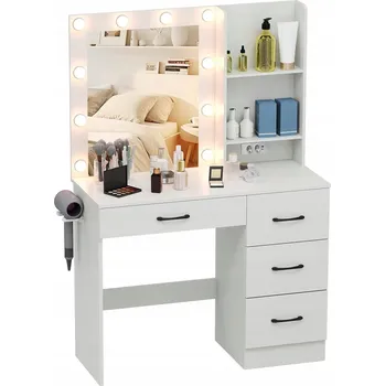 Toaletní stolek TOALETKA KOSMETYCZNA DO MAKIJAŻU LED bílá 94 x 139 x 40 cm