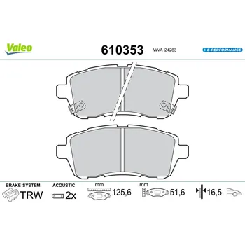 Brzdová destička Sada brzdových destiček, kotoučová brzda VALEO 610353