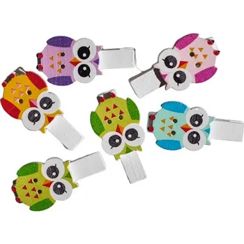 Dekorační kolíčky mix barev sova 6 ks