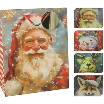 Vánoční dárková taška 26x10x32 cm, třpytivá (velká) - 4 vzory