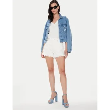 Dámské kraťasy Sisley Džínové šortky 4QVSL9014 Bílá Regular Fit 34