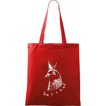 Nákupní taška Holub punk - Taška bavlněná - 42 x 38 cm ( Červená )