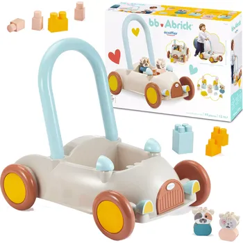 Odrážedlo Écoiffier Baby Walker Chodítko auto BB Abrick s úložným prostorem a kostkami 17 dílů