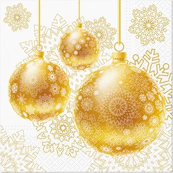 Papírový kapesník Ubrousky PAW L 33x33cm Gold Ornamental Baubles