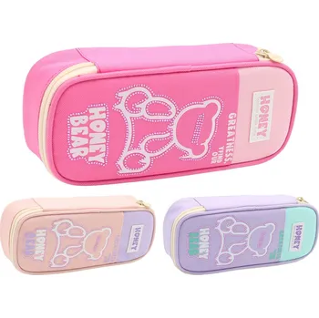 Penál Pouzdro na pera 1-zipové s klopou, prázdné - Honey Bear (mix 3 barev)