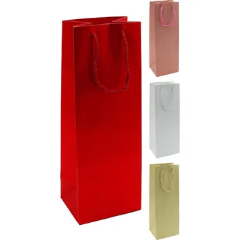 Dárková taška třpytivá na láhev, velikost 12x10x35 cm (mix 4 barev)