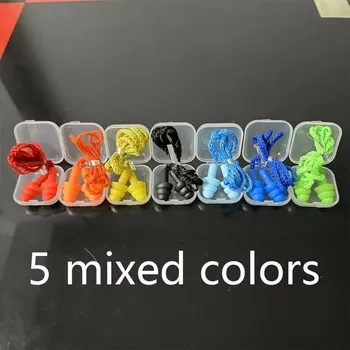 Silikonové špunty do uší – 5 párů, barevné, opakovaně použitelné