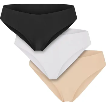 Kalhotky Urban Classics Dámské bezešvé brazilky – 3 kusy Barva: černá + bílá + přírodní, Velikost: M