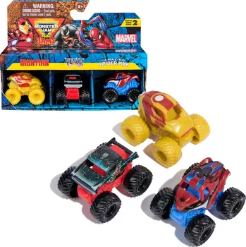 autíčko Sada 3 mini monster trucků MARVEL – IRON MAN, VENOM a SPIDER-MAN (1:87) od Spin Master