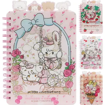 Zápisník Dětský spirálový zápisníka plastovými záložkami, 120 listů - Králík/Kočka (mix vzorů)