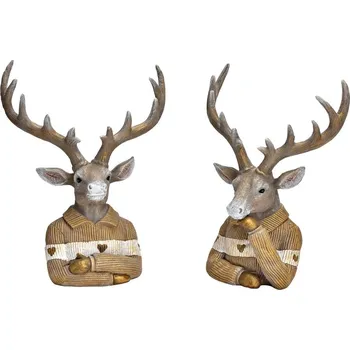 Soška jelena ve zlatohnědém svetru 24 cm (mix 2 vzorů /cena za 1 ks)