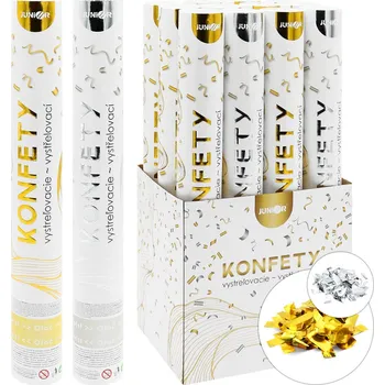 Konfeta Střílející konfety - trubka 40 cm, mix - zlaté/stříbrné metalické obdélníky