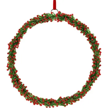 Vánoce Skleněný vánoční věnec 20 cm na zavěšení, zeleno-červený kruh