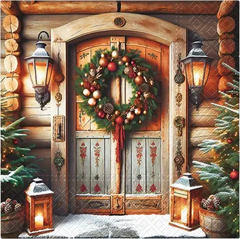 Papírový kapesník Ubrousky PAW L 33x33cm Doorway to Christmas