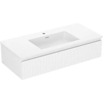 Koupelnový nábytek Mexen Rivel koupelnová skříňka 100 cm s umyvadlem Otis, 1 zásuvka, rýhovaná, bílá mat - 91A20-10023-1-BF01-W18M01 Skříňky s umyvadlem