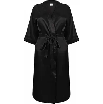 Dámský župan Towel City Pohodlný dámský saténový župan se ¾ rukávy pro domácí nošení Barva: Černá, Velikost: XL/XXL TC054