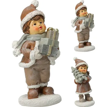 Vánoční dekorace Figurka dítěte držícího vánoční dárek /strom 125 mm (mix chlapec, dívka /cena za 1 ks)