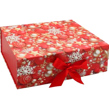 Vánoční dekorace Dárková krabice vánoční s mašlí 33 x 25 x 12 cm - vánoční ozdoby