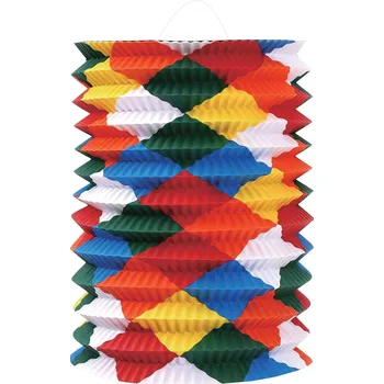 Lampička Lampion válcový 26x15,5 cm Barevné čtverce