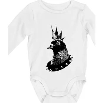Holub punk - Body kojenecké s dlouhým rukávem - Dlouhý r. 3-6 měs ( Bílá )