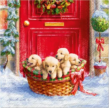 Papírový ubrousek Ubrousky PAW L 33x33cm Christmas puppies