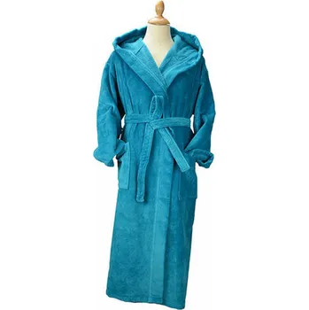 Pánský župan ARTG DeLuxe župan z hebkého veluru s kapucí Barva: modrá tyrkysová, Velikost: XS AR029