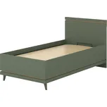 Postel Scandi 100 s úložným prostorem - Helvetia Ztlumená zelená / Olejovaný dub 105x100 cm