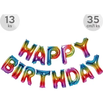 Balónek Balón narozeninový Happy Birthday 35 cm/13 ks, barevný