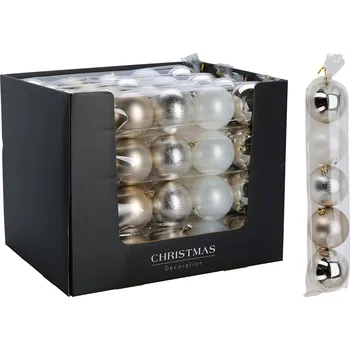 Vánoční dekorace Vánoční koule 80 mm ve zlaté barvě (mix) - sada 5 kusů