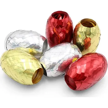 Stuha Stuha 5 mm x 10 m / vejce (směs 3 lesklých barev)