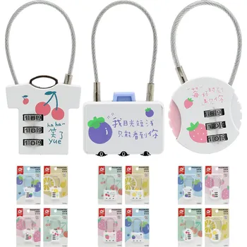 Zámek na kufr 3-číselný s lankem (mix tvarů / motivů s ovocem)