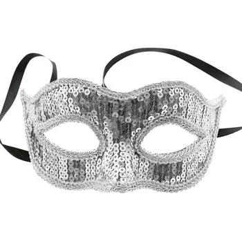 Karnevalová maska Flitrová maska pro dospělé, stříbrná