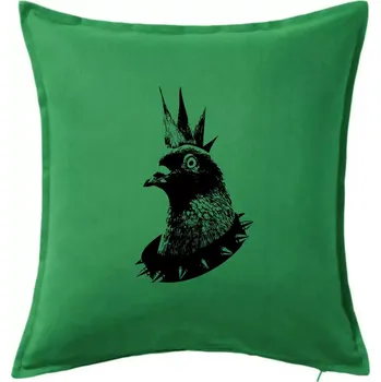 Polštář Holub punk - Polštář 50x50 - 50x50 - Pouze potah ( Středně zelená )