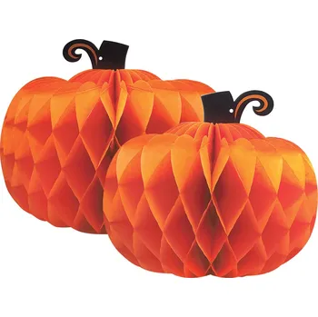 Dekorace Dýně (2 ks), papír, závěsné 30 x 23 cm a 25 x 20 cm, Halloween