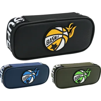 Penál Pouzdro na pera 1-zipové s klopou, prázdné - Basket (mix 3 barev)