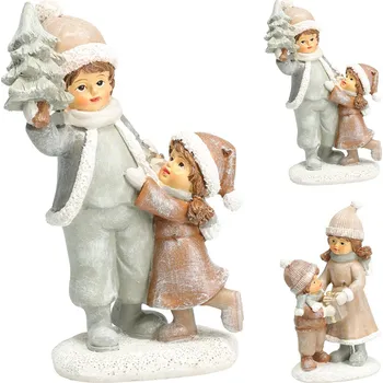Vánoční dekorace Figurka dospělého a dítěte ve vánoční náladě 155 mm (mix /cena za 1 ks)