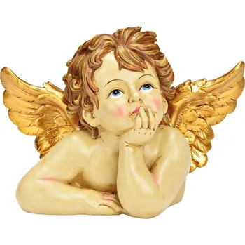 Soška anděla se zlatými křídly 24x12x16 cm