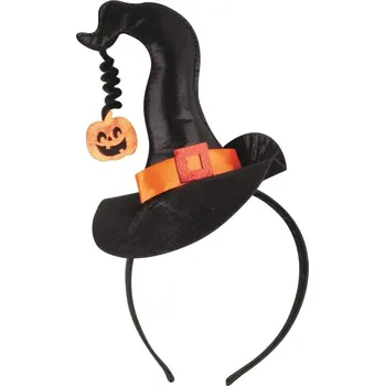 Karnevalový doplněk Čelenka Černý klobouk Čarodějnice s dýně