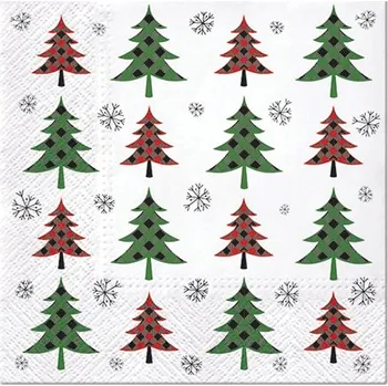 Papírový kapesník Ubrousky TaT 33x33cm Christmas Tree Check (red and green)