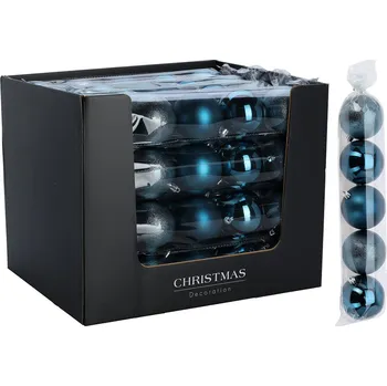 Vánoce Vánoční koule 80 mm v modré barvě (mix) - sada 5 kusů