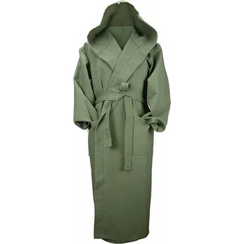 Pánský župan ARTG Župan Robezz s kapucí – vaflová struktura, lehký a savý Barva: zelená vojenská, Velikost: S/M AR028