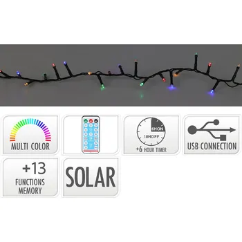 Vánoce Světelný řetěz 480 LED barevné se solárním panelem, délka 21 m