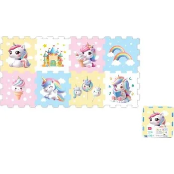 Pěnové puzzle jednorožec 30x30x1cm 8ks ve fólii 10m+