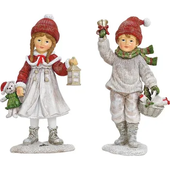 Figurka dívky/chlapce v zimních šatech 12 cm (mix 2 vzorů /cena za 1 ks)