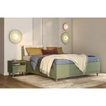 Postel Scandi 160 s úložným prostorem - Helvetia Ztlumená zelená / Olejovaný dub 165x100 cm