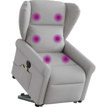 Křeslo zahrada-XL Elektrické zvedací masážní polohovací křeslo obláčkově šedé 3303413