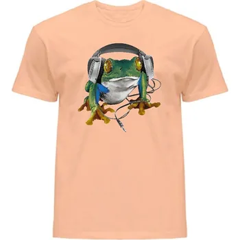 Pánské tričko panske-levne-bavlnene-tricko-digi-potisk-DJ-zaba-sluchatka Barva: Orange neo - meruňková, velikost: L